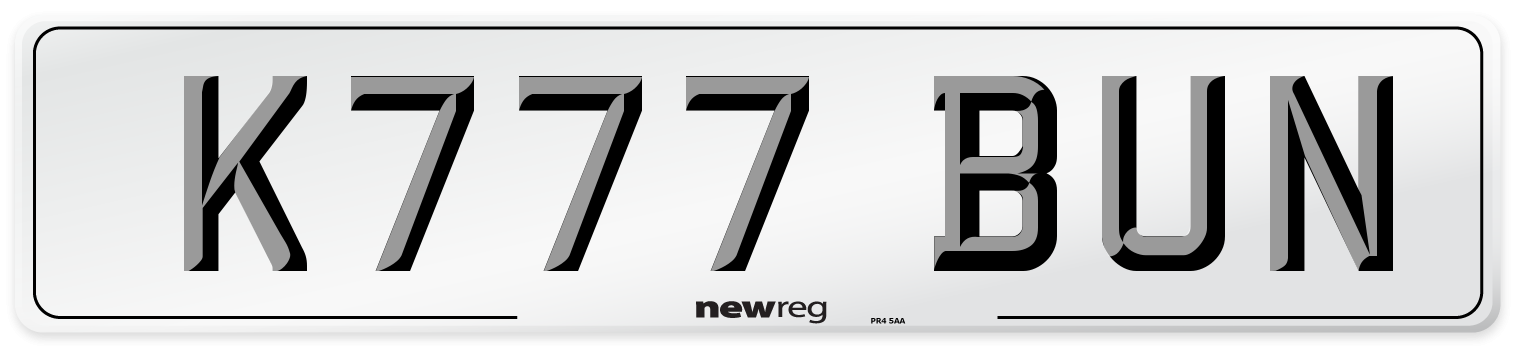 K777 BUN Number Plate from New Reg